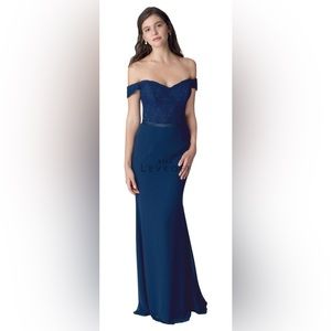 Navy Blue Lace + Chiffon Formal/Bridesmaid Dress